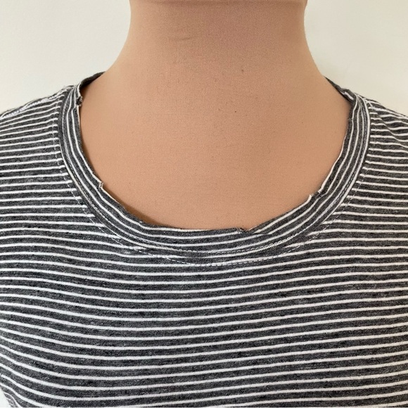 Current Elliott The Beatnik Racer Stripe Gray White Short Sleeve Dress Size 0/XS - Picture 8 of 10